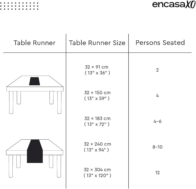 Encasa XO Table Runner, Woven Cotton Dining Runner 13"x36" Franca Beige Checks - Image 2