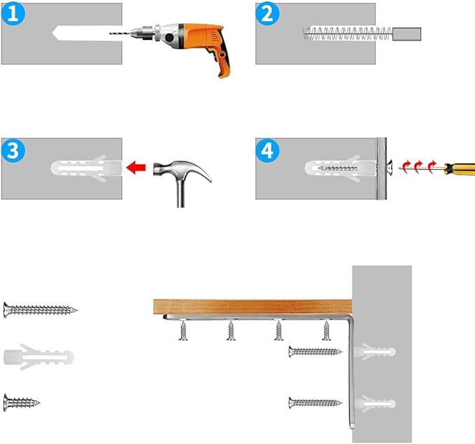 Furniture Anchors (4 Packs) Anti Tip Furniture Anchors for Baby Pet Proofing,Furniture Wall Anchor Furniture Dresser Bookshelf Falling Prevention Device for Children (Silver)
