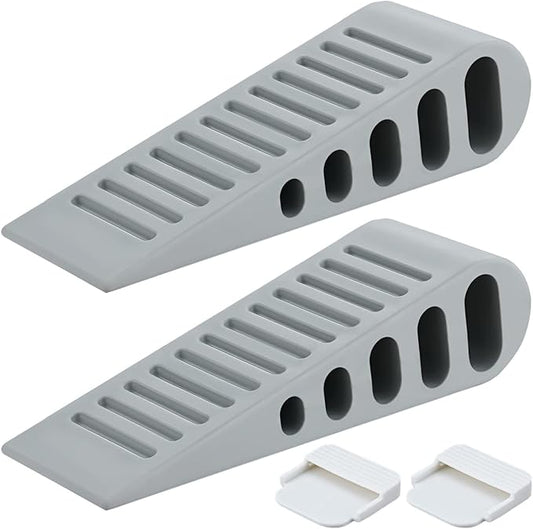 JQK Rubber Door Stopper Wedge, Grey 9 Pack Soft TPR Premium Door Stops for Bottom of Heavy Duty Door on Tile, Concrete, Carpet, Wooden Floor, DSB61-GY-P9