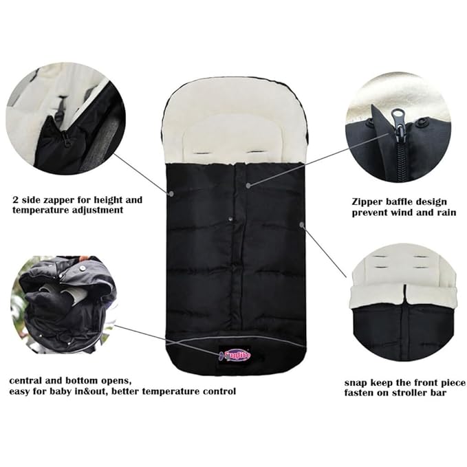 Cozy Baby Sleeping Bag Adaptable for Most Style Strollers,Comfortable Warm Coral Lining, Practical Design of Toddler Stroller Footmuff