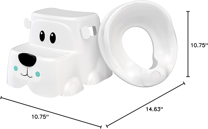 Squatty Potty Kids Toilet Step Stool Set, Potty Pet Bear Cub Base with Training Seat