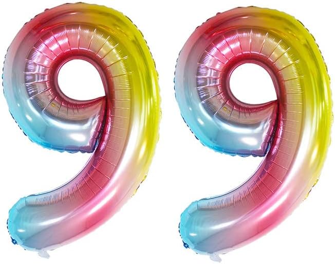 GOER Rainbow Foil Balloons Number 9,Huge Number Balloons for 9th Birthday Party Supplies Anniversary Decorations (3 pcs,42 inch,32 inch,16inch)