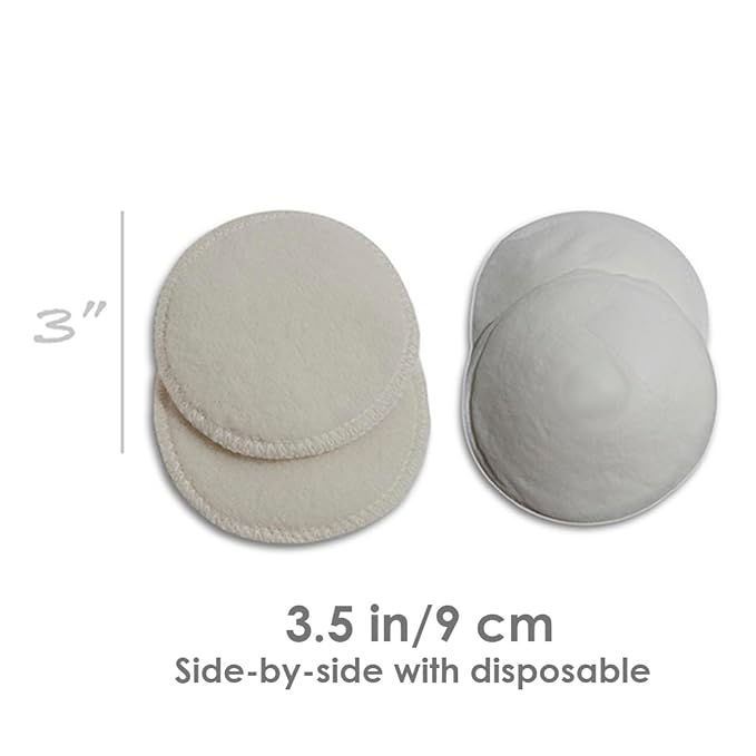 Merino Wool Nursing Pads, Style Softline, Regular Thickness, Size 3.5 in. Diameter
