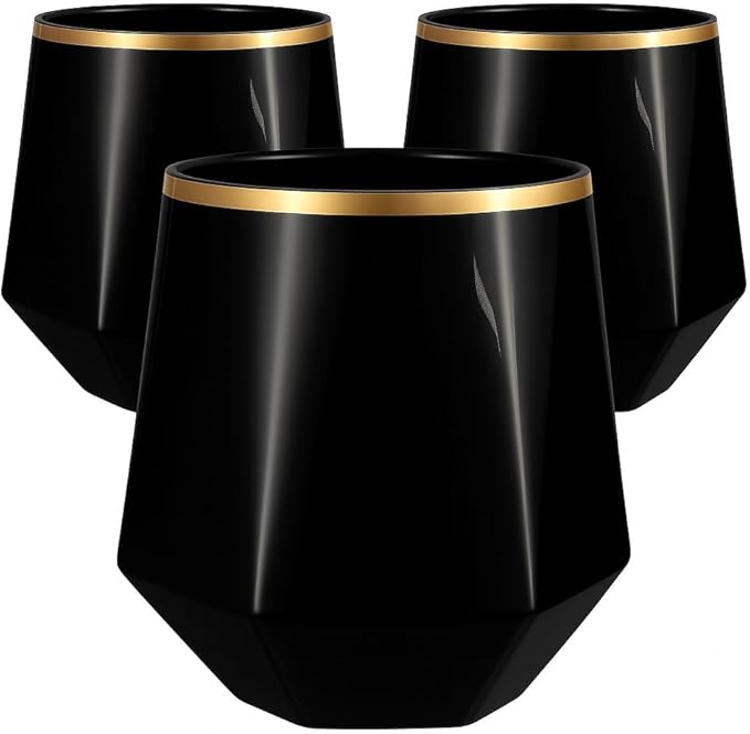 Oojami 40 Pack Diamond-Shaped Disposable Plastic Wine Glasses, 12 oz Stemless by Oojami