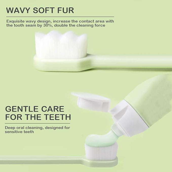 EasyHonor Extra Toothbrush for Sensitive Gums, Micro Fur Manual Toothbrush with 20000 Soft Floss Bristle for Pregnant Women, Elderly, Braces and Gum Recessions, Protect Fragile Gums (6 Pack)