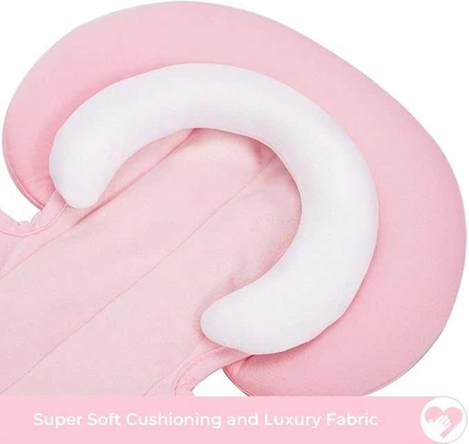 COOLBEBE New 2-in-1 Babybody Supports for Baby Newborn Infants - Extra Soft Stroller Cushion Pads Car Seat Insert, Perfect for Carseats, Strollers, Swings, Pink