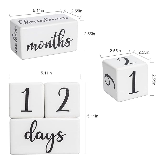 Baby Monthly Milestone Blocks for Boy or Girl, Milestones Age Photo Block Set for Baby Shower, Pregnancy Countdown, 7 Pcs