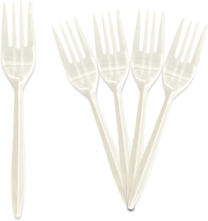 PAMI Medium Weight Disposable Plastic Forks, Bulk Pack - Image 2