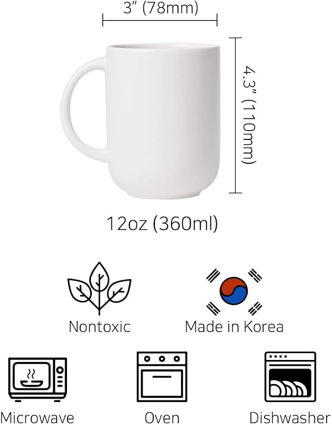 12 oz Ceramic Coffee Mug, Matte Pink White Gray Coffee Mug - Image 3