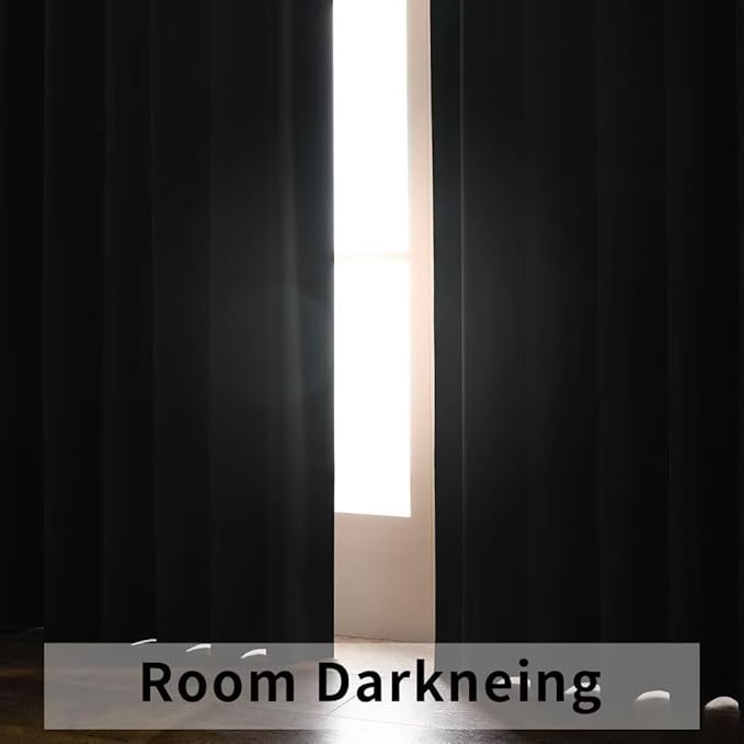 Joydeco Blackout Curtains 96 Inches Long, Thermal Insulated Black Out Curtains 2 Panels Set for Bedroom, Room Darkening Drapes for Living Room Window (W37 x L96 Inch, Dark Grey)