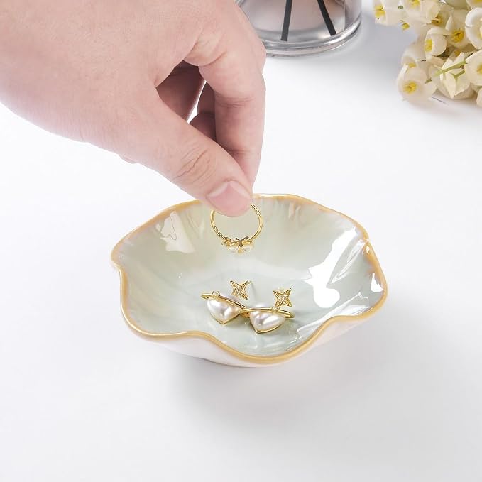 2PCS Ring Holder Dish, Small Key Bowl, Ceramic Trinket Tray Jewelry Dish - Image 5