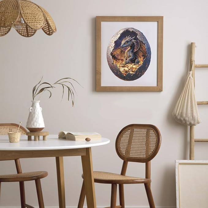 Jigfoxy Wooden Puzzle for Adults, Hatchling Dragon Wooden Jigsaw Puzzles for Adults, Unique Animal Shape Wood Cut Puzzles for Family Friend Puzzle Lovers(S-8.4 * 6.9in-111pcs)