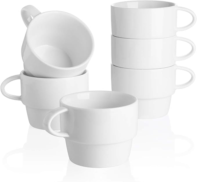 Sweese 10 oz Stackable Porcelain Coffee Mugs, Tea by Sweese