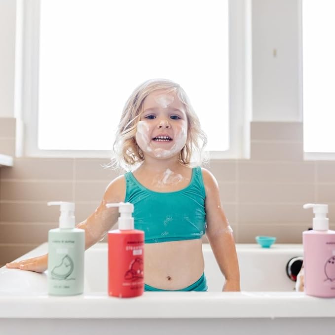 Dabble & Dollop Honeydew Melon + Vanilla Body Wash & Shampoo – 3-in-1 Natural Bubble Bath for Kids, Made in USA, No Parabens or Sulfates, Vegan, Gluten-Free, Tear-Free (2-Pack)