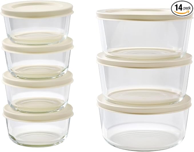 14-Piece Glass Food Storage Containers Set | 1-Cup & 4-Cup, Leakproof | by DuraLiving