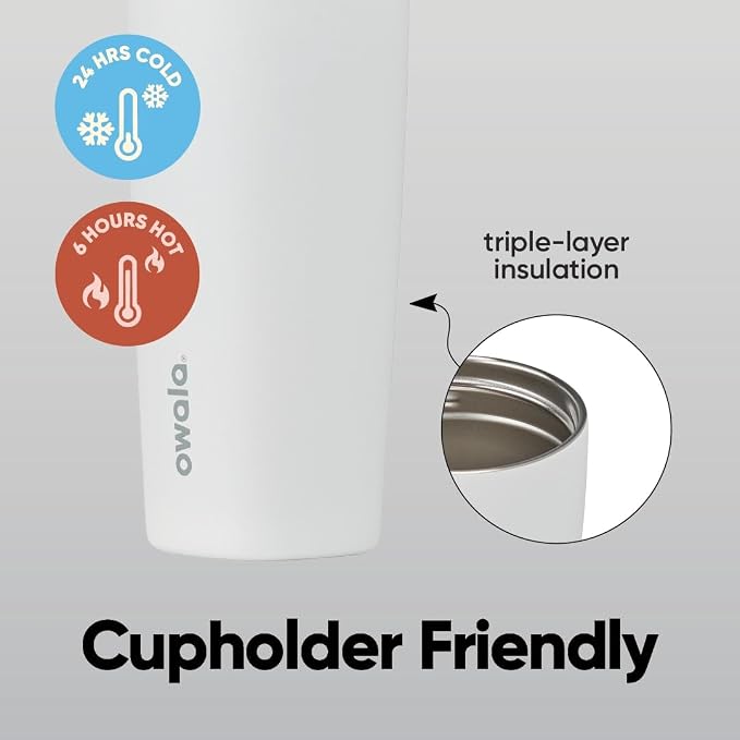 Owala SmoothSip Slider Insulated Stainless Steel Coffee Tumbler, Reusable Hot - Image 3