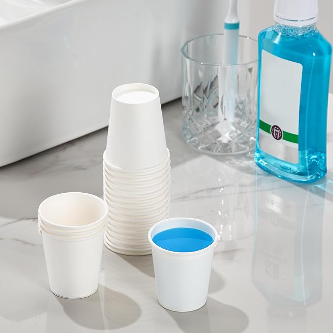SIUQ 300 Pack 5 oz Paper Cups, Disposable Small Bathroom Mouthwash Cups | White - Image 7