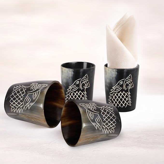 Handicrafts Home Viking Horn Shot Glasses Set of 12, Rustic Viking Drinkware - Image 3
