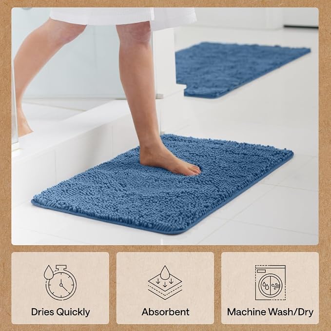 GORILLA GRIP Bath Rug Mat 44x26, Thick Soft Absorbent Chenille, Quick Dry - Image 7