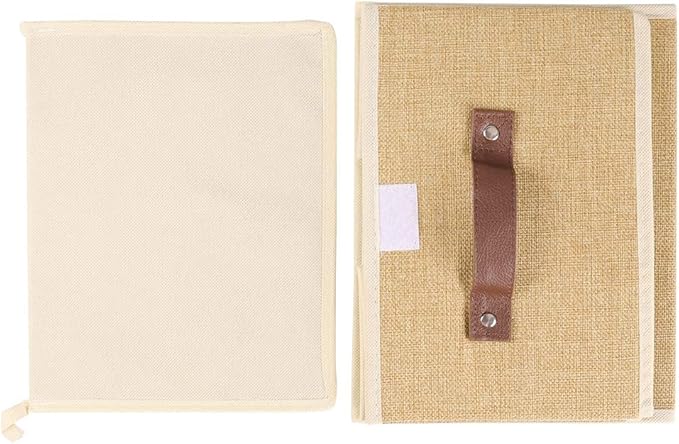 Lucky Monet Storage Bins Boxes with Lids 2 Pack Decorative Storage Boxes Collapsible Fabric Storage Basket Containers Lidded Storage Cube for Organizing Closet Home Office, 15"x 10"x 10" (Khaki)