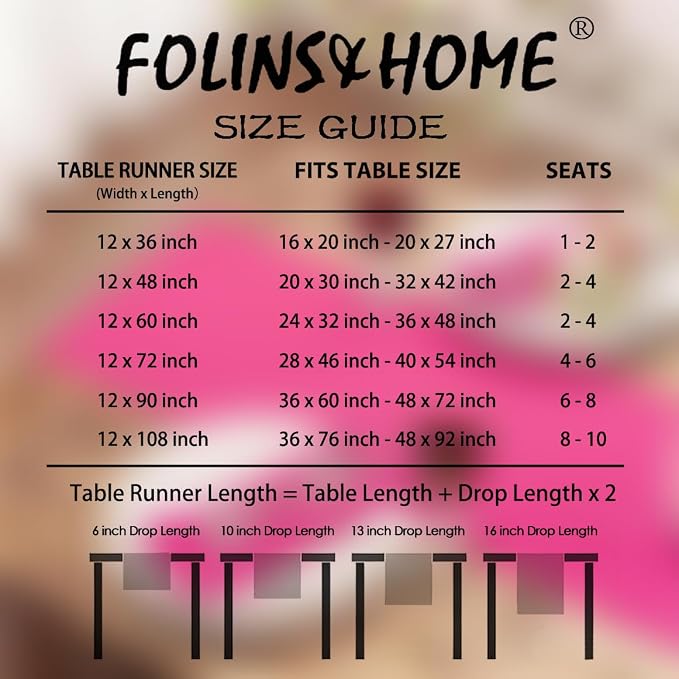 FOLINS&HOME Hot Pink Waterproof Decorative Table Runner 36 Inches Long | 210GSM - Image 6