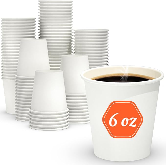 Dealusy 100 Count 6 oz Coffee Cups, Leak-Free Food Safe Paper Cups 6 oz by Dealusy