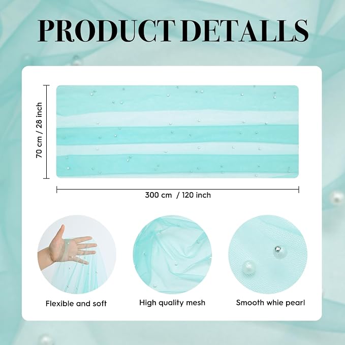 Artoid Mode 10Pcs Pearl Turquoise Gauze Table Runner 120 Inch 10FT, Seasonal - Image 6