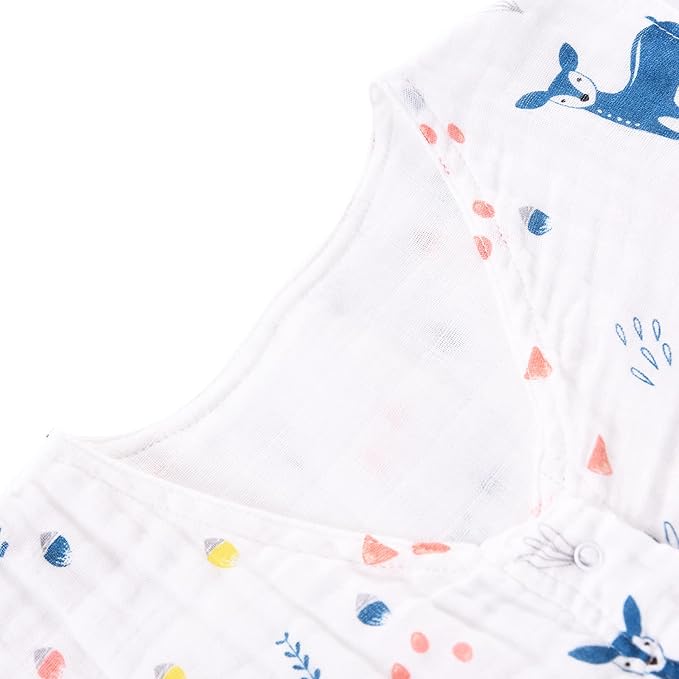 Toddler Sleep Sack for 2-4T Baby, Organic Cotton Wearable Blanket for Boys and Girls 0.5 TOG 2-Way Zipper Soft 4 Layers X-Large Deer