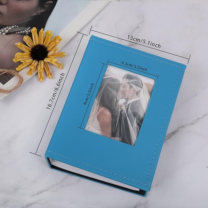 RECUTMS Photo Album 4x6 for 100 Photos Pictures PU Leather Cover White Inner Page for Wedding Albums Family Photo Book Baby Anniversary Vacation Birthday Christmas Photo Albums (Blue)