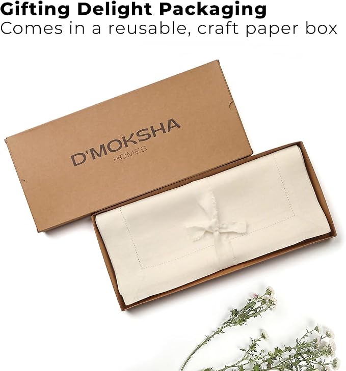 Signature Linen™ by D'Moksha Ivory Table Runner 144 Inches Long, 100% Pure Linen - Image 4