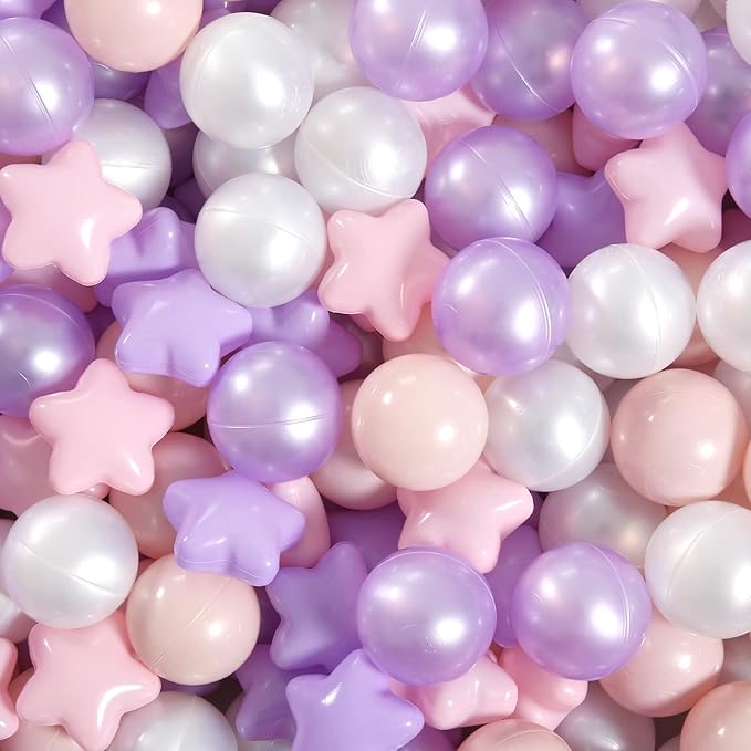 GOGOSO Balls for Ball Pit - Plastic Ball for Toddlers 1-3, Baby Kids Ball Pool Decoration 50 100 200 300 500 1000 (A Purple+Pink+White+Clear, 500 Balls)