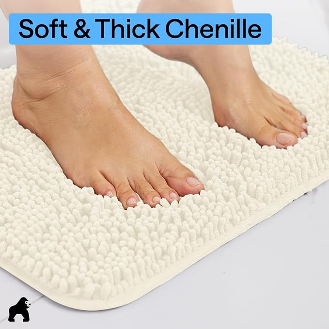 GORILLA GRIP Bath Rug Mat 48x17, Thick Soft Absorbent Chenille, Quick Dry - Image 4