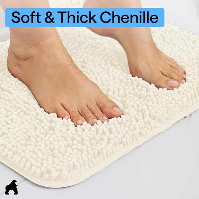 GORILLA GRIP Plush Absorbent Shaggy Chenille Bath Rug Mat - Image 5