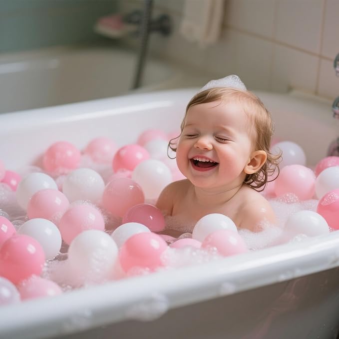 GOGOSO Ball Pit Balls 100 PCS for Toddles, Kids Plastic Balls for Ball Pit, Pool, Pink Party Accessories, Birthday Decoration, Crush Proof and Durable with Storage Bag