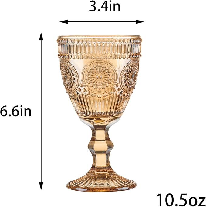 12 Pcs Vintage Wine Glasses, 10 Oz Colored Glass Water Goblets, Unique Flower - Image 5