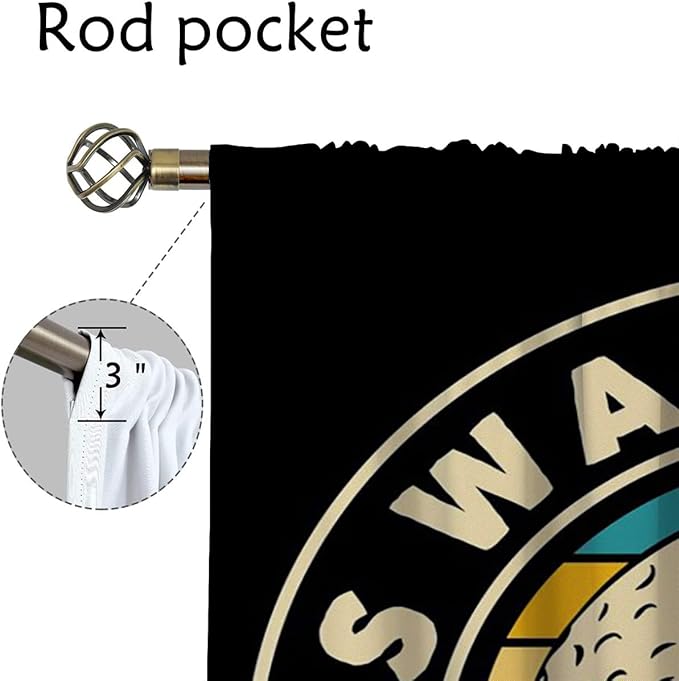 Golf Blackout Curtains for Boy Girl Room Darkening Decor,Sport Theme and White Motto Dark Background Bedroom Living Room Home Rod Pocket Thermal Insulated Window Curtain/Drapes Panel,42x45 Inch…