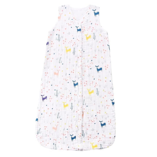 Toddler Sleep Sack for 2-4T Baby, Organic Cotton Wearable Blanket for Boys and Girls 0.5 TOG 2-Way Zipper Soft 4 Layers X-Large Deer