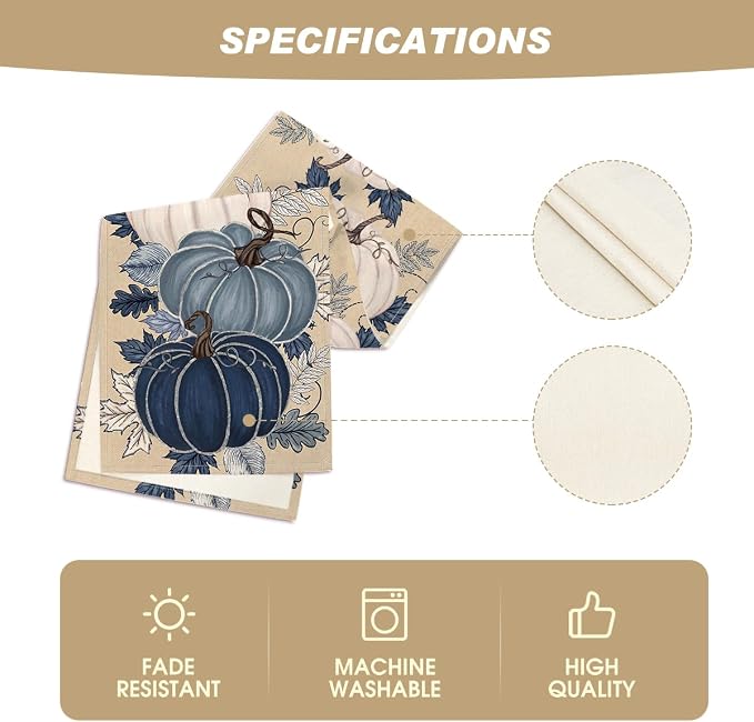 Artoid Mode 210 GSM Fall Table Runner 13x60 Inch Home Party Decor | Blue and - Image 5