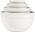 Tabletops Gallery Hobnail Style 4 Piece Classic White Stoneware Nesting Mixing by TabletopsGallery