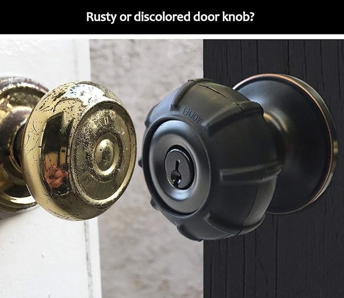 Enjoy Cover - 2 Pack Silicone Door knob Grips Maximum Grip Nonslip Arthritis & Senior Living Aids Grippy Easy Open Fits All Door Knob Universal Size Decorative (Black)