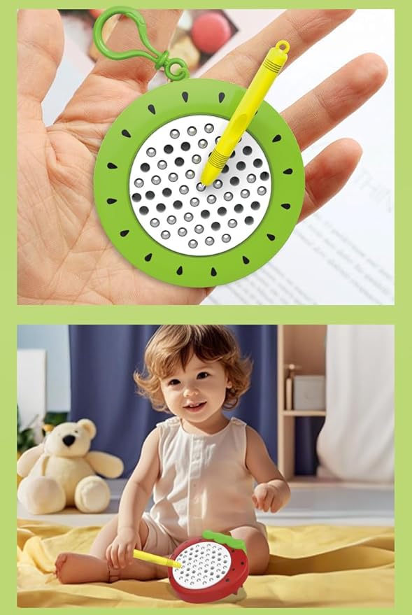 1PCS Strawberry Magnetic Drawing Board for Kids & Toddlers with Beads and Magnet Stylus Pen - Magnetic Travel Toy for Airplane & Car Ride Activities for Kids