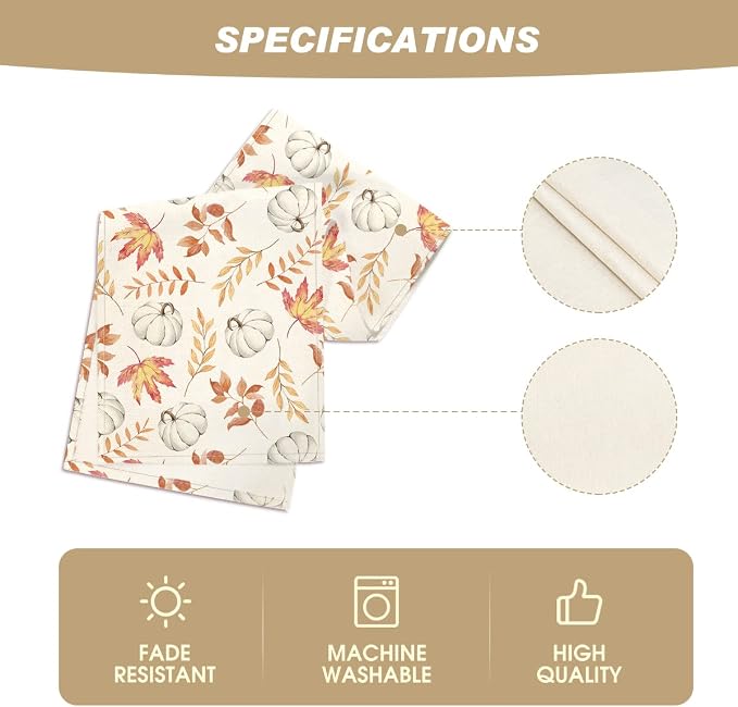 Artoid Mode 210 GSM Fall Table Runner 13x48 Inch Home Party Decor | Orange - Image 5