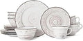 Pfaltzgraff Trellis White 16-Piece Stoneware Dinnerware Set, Service by Pfaltzgraff