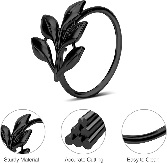 KPOSIYA Set of 6 Leaf Napkin Rings Metal Gold Napkin Holder Table Napkin Rings - Image 4