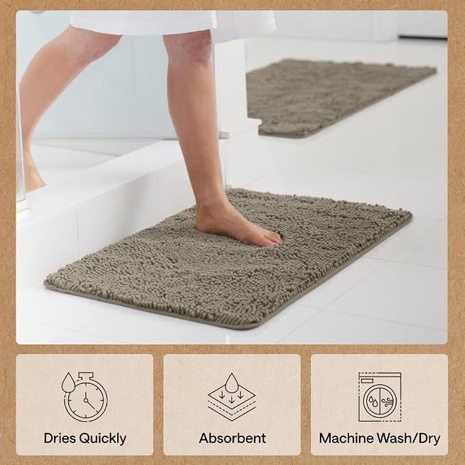 GORILLA GRIP Bath Rug Mat 44x26, Thick Soft Absorbent Chenille, Quick Dry - Image 7