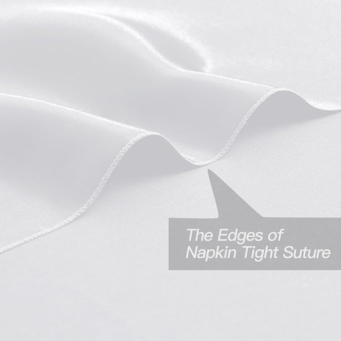 P Pothuiny 50 Pcs White Satin Napkins 17 x 17 Inch, Satin Cloth Napkins | - Image 3