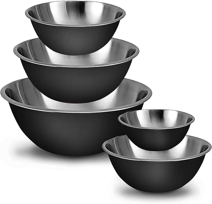 Stainless Steel Mixing Bowls Set, 5-Piece Meal Prep & Food Storage | .75 by WHYSKO