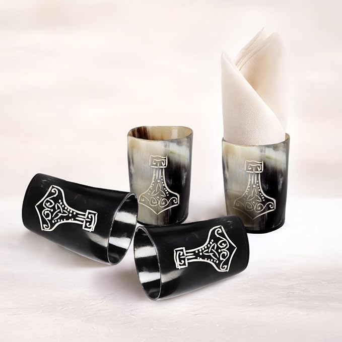 Handicrafts Home Viking Horn Shot Glasses Set of 12, Rustic Viking Drinkware - Image 3