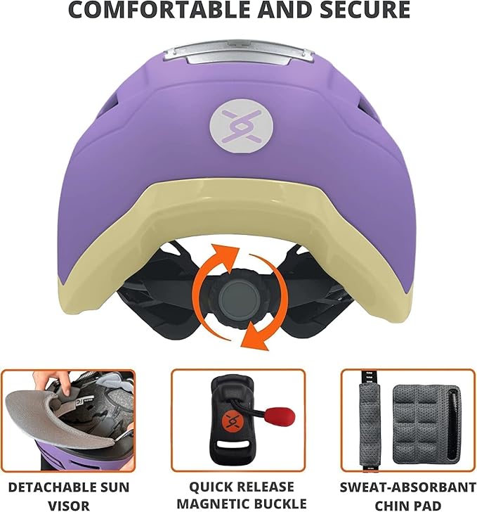 Kid Bike Helmets for Boys and Girls | Fit Head 51-54cm Circumference | CPSC & NTA-8776 Dual Certified | Multi-Sport Helmets with LED Lights, Magnetic Buckle, Detachable Visor