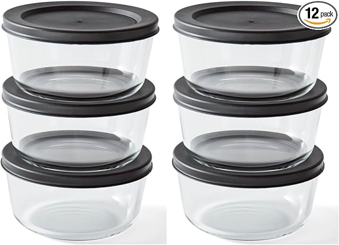 12-Piece Glass Food Storage Containers Set | 2-Cup, Leakproof | Microwave by DuraLiving
